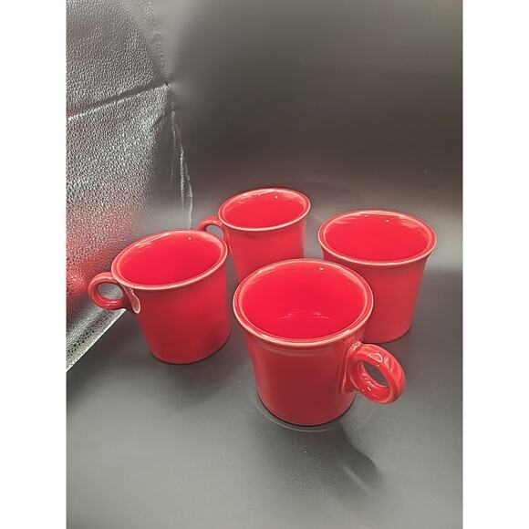 FIESTA Fiestaware Scarlet Red Set of 4 Ring handled Mugs - Picture 3 of 3